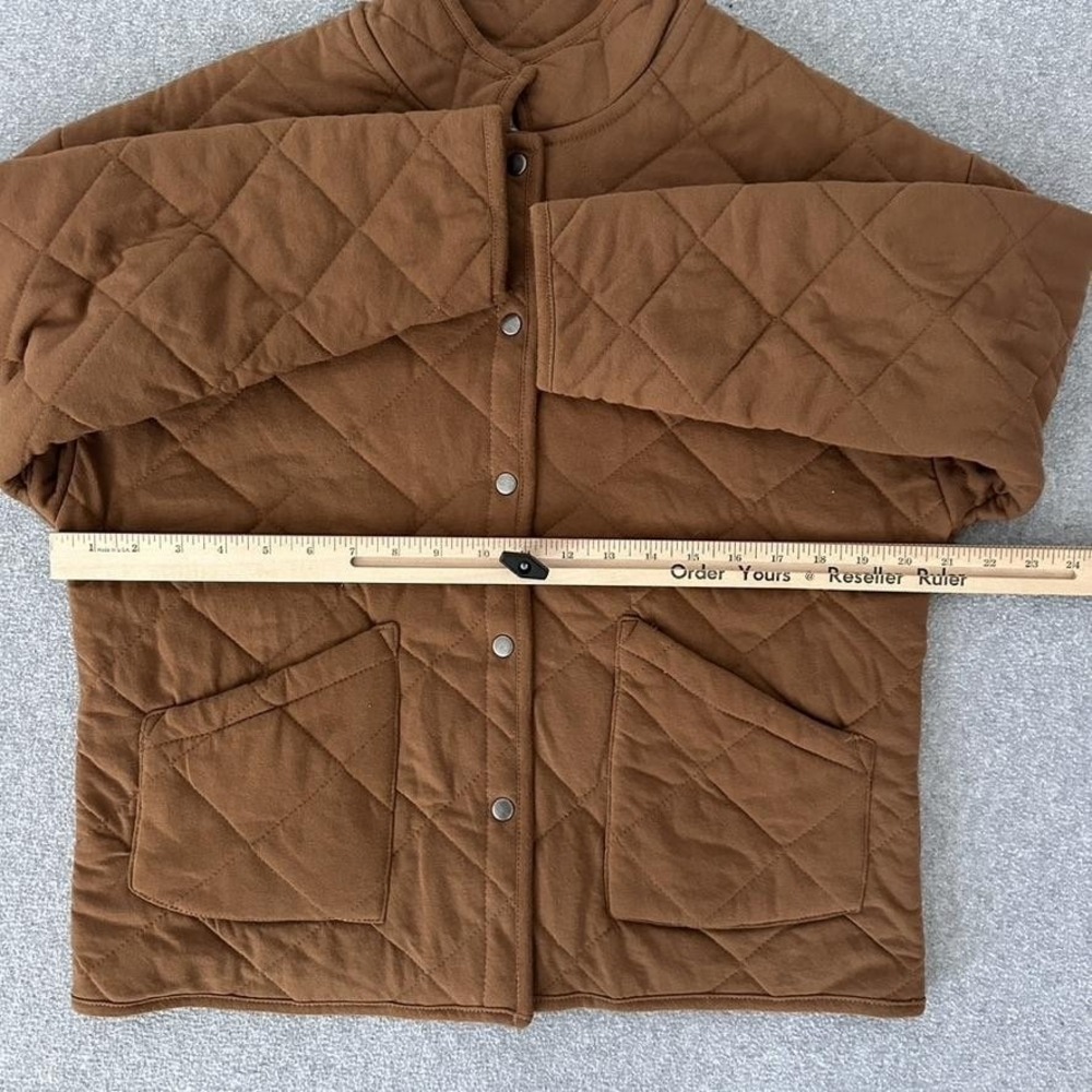 Brown Quilted Snap Jacket Womens Small‎ Boxy Cozy Heritage Country Gorp Utility - Picture 4 of 7